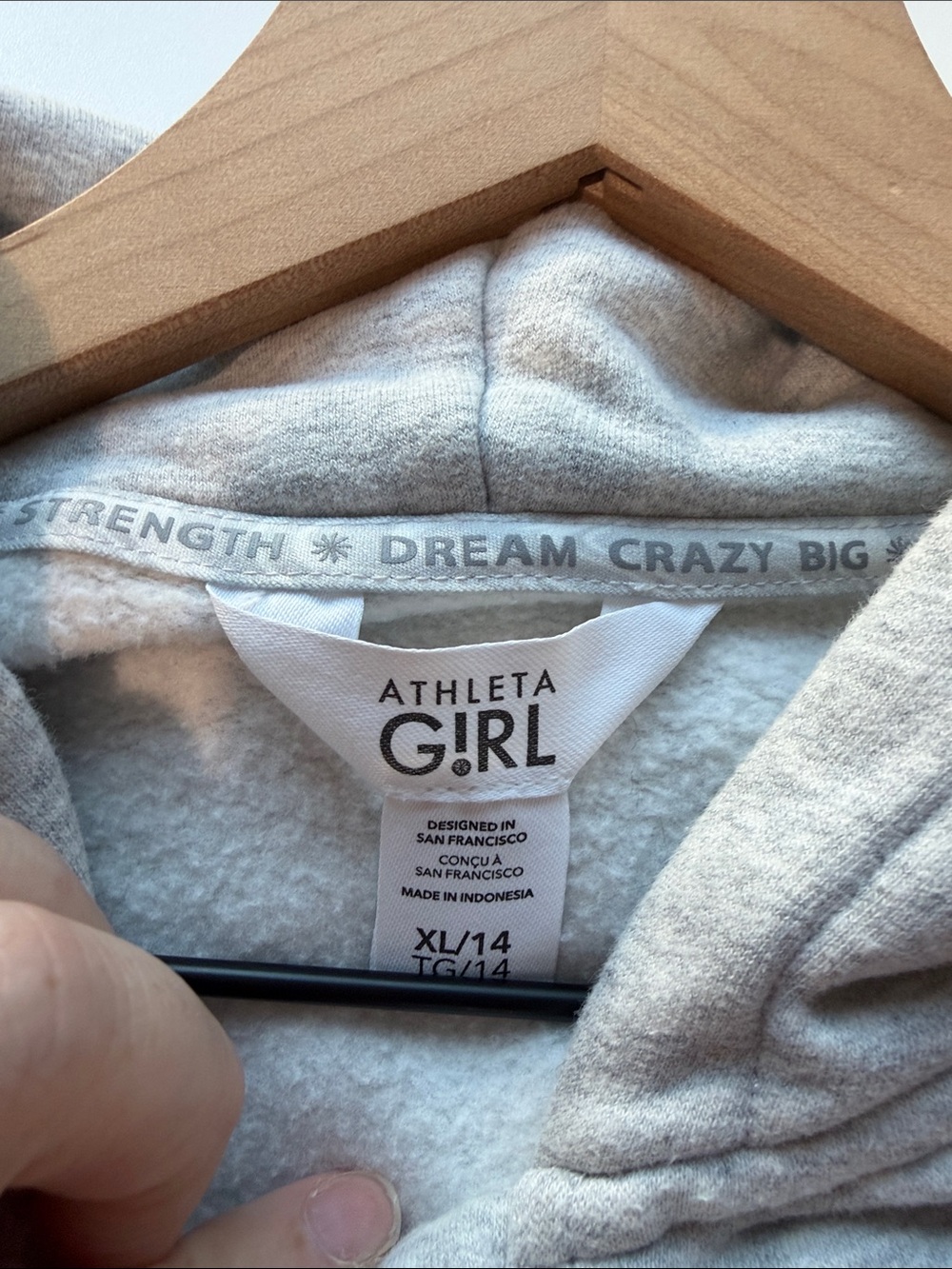 Athleta Girl Cropped Quarter-Zip Hoodie Sweatshirt - Light Gray XL 14 - Picture 5 of 6